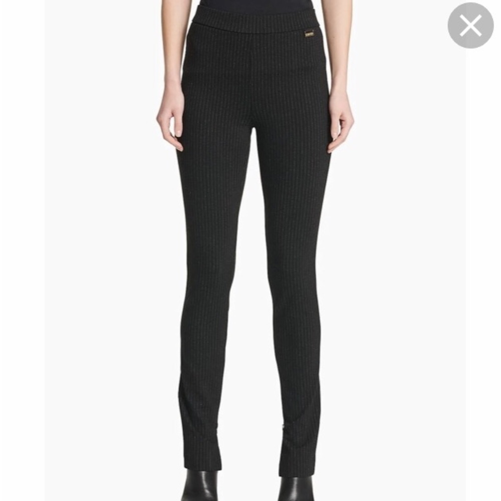 BILL TORNADE Paris Black w/ Silver Metallic Pinstriped High Waisted Side Zipper